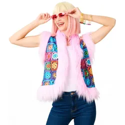buttinette Weste "Häkeloptik" unisex, rosa/bunt