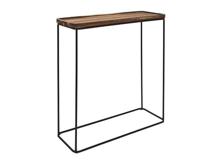 LIVIO - Console en métal filaire et plateau en acacia