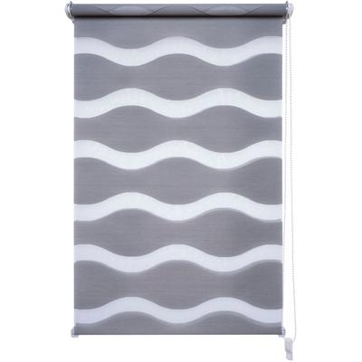 Doppelrollo LIEDECO "Wave" Gr. 3, grau, B:40cm H:150cm, Metall, Polyester, Rollos, Klemmfix-DUO-Rollo, Doppelrollo "Wave"