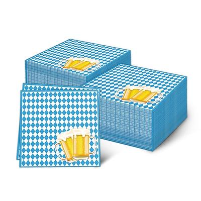 100 Stück Oktoberfest-Papierservietten, Einweg-Oktoberfest-Partyservietten, Oktoberfest-Cocktail-Servietten-Set, 17 x 17 cm, gefaltete Oktoberfest-Geschirrservietten für Oktoberfest-Partyzubehör