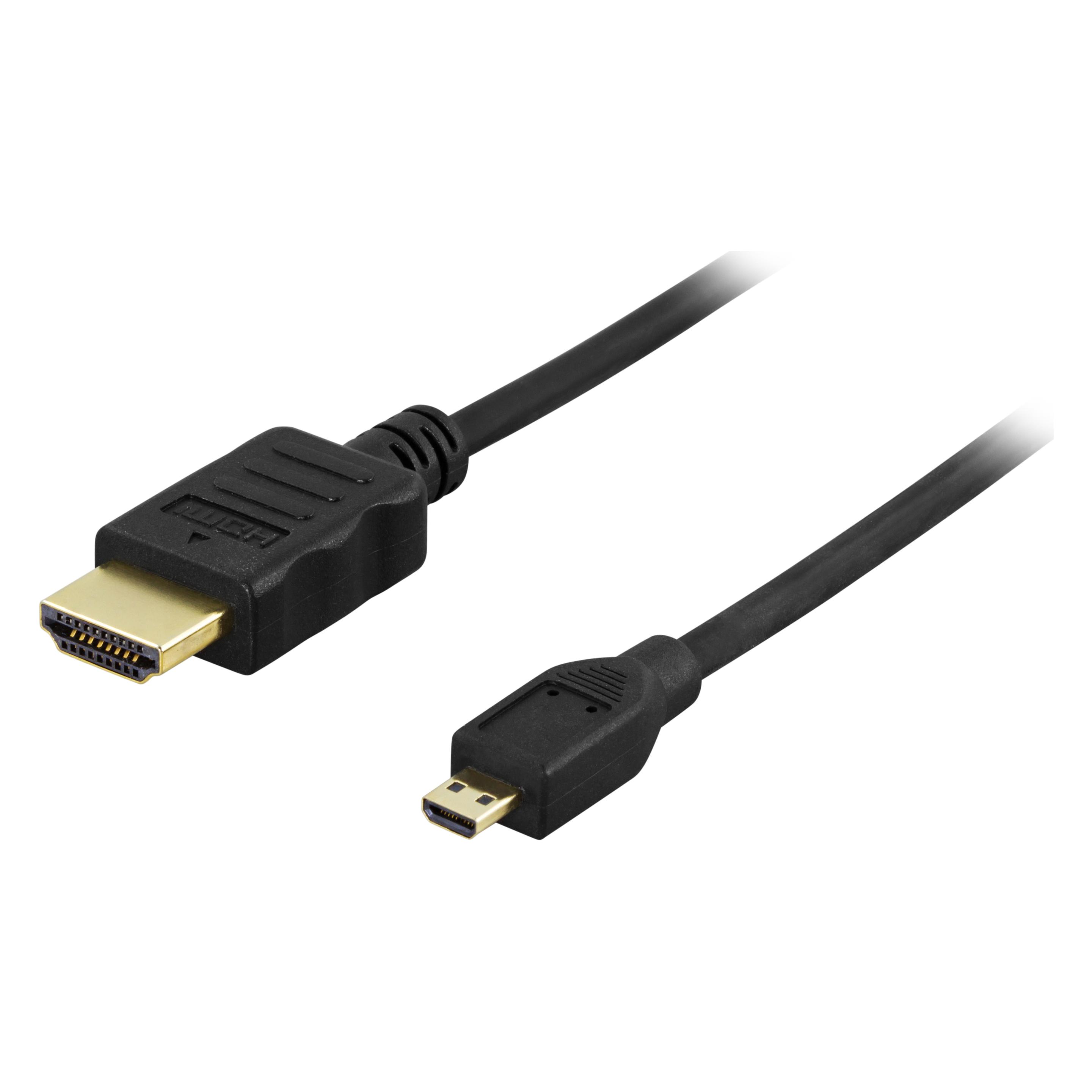 Deltaco HDMI-1023 - 2 m - HDMI Typ D (Mikrofon) - HDMI Typ A (Standard) - 3D - Schwarz (2 m) (HDMI-1023)
