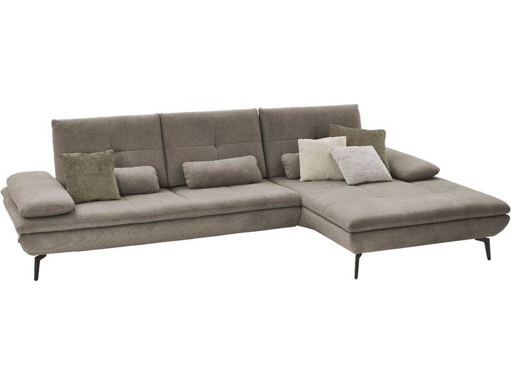Ecksofa, Recyceltes Polyester, Grau Cyber Mandel, 322×188 cm, Ottomane Rechts, Sitztiefenverstellbar