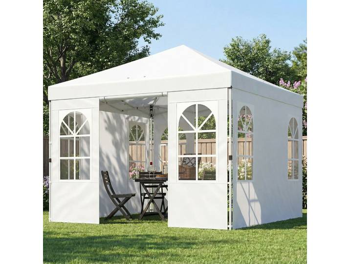 Outsunny Tonnelle Pliante 3x3m Blanc UPF50+ Parois Amovibles