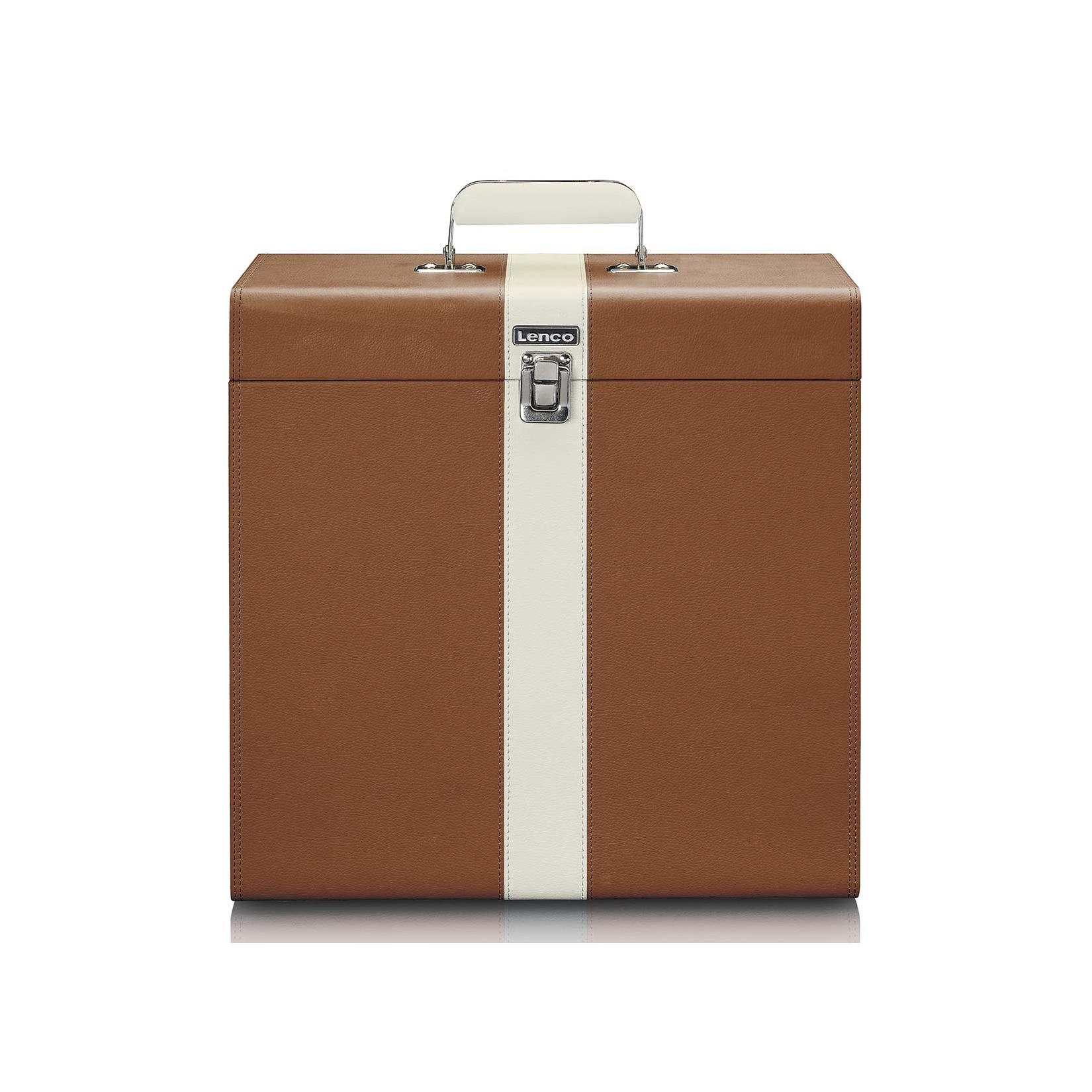 Lenco Transportkoffer für max. 30 Schallplatten Braun / Weiß