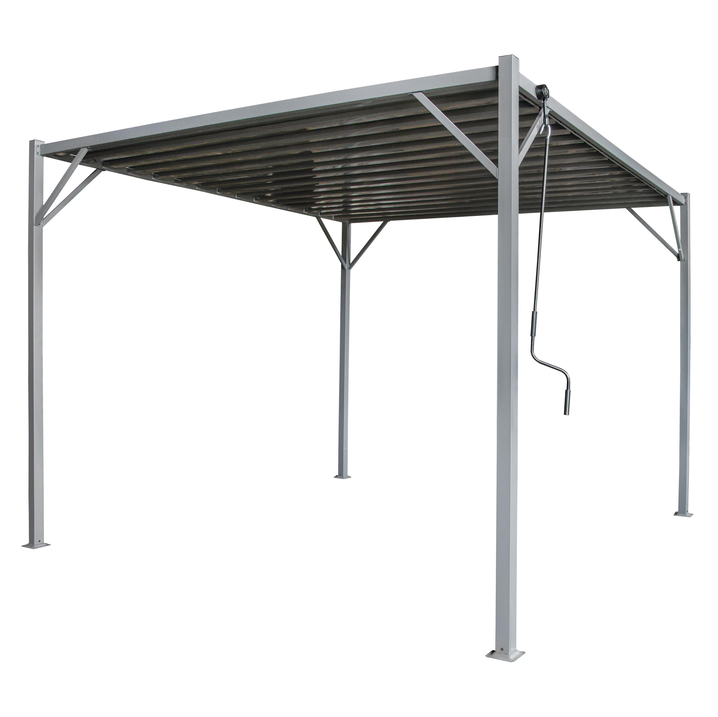 4iQ Pergola 3x4 m Grau mit verstellbarem Lamellendach - Metall Gartenpergola für Terrasse & Garten, 12 m²