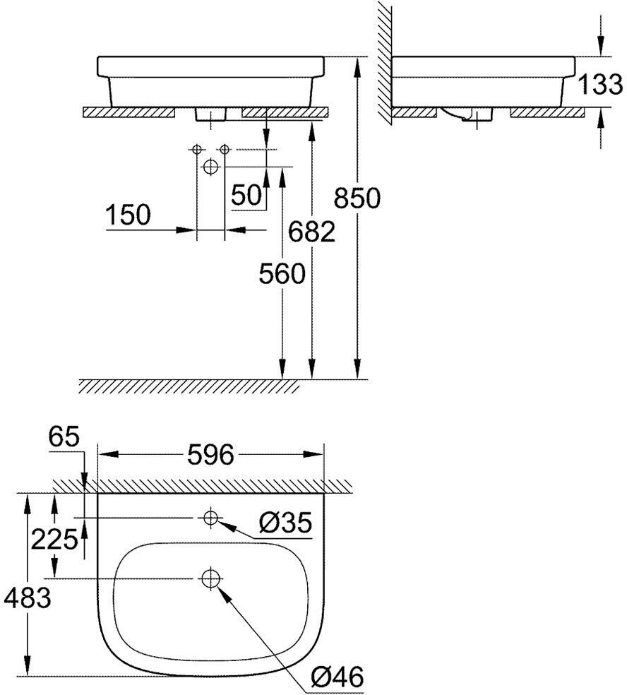 Grohe Euro Keramik Aufsatzwaschtisch 60 cm