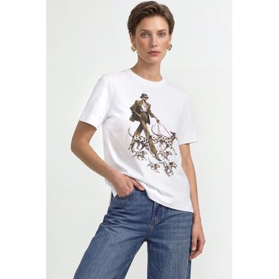 T-Shirt RICHROYAL, Damen, Gr. S, weiß, Single Jersey, Obermaterial: 100% Baumwolle, normal, Rundhals, Shirts T-Shirt, mit auffälligem Print