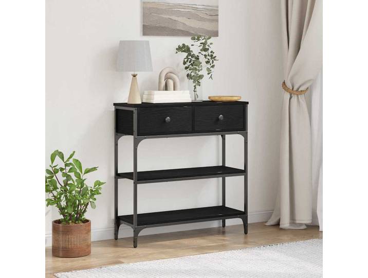 vidaXL Konsolentisch Schwarz Eichen-Optik 72,5 x 25 x 75 cm