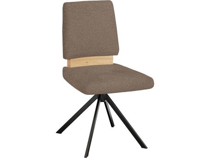 Drehstuhl MASSIVLINE & MORE Brügge 301 , mittelbraun, schwarz, mittelbraun, B:48cm H:92cm T:59,5cm, Holzwerkstoff, Metall, Stoff, Stühle, Drehstuhl