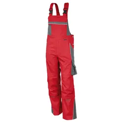 Latzhose „pro mg 245" - 42 - rot/grau
