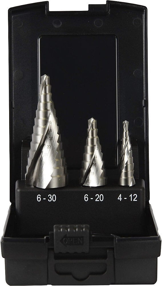 Stufenbohrer-Set HSS-G ECO, mit Spiralnut, 3 Teile Projahn