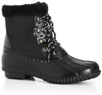 Wide Width Women's Ariah Cold Faux Fur Ankle Weather Boot by Cloudwalkers in Black (Size 8 1/2 W)
