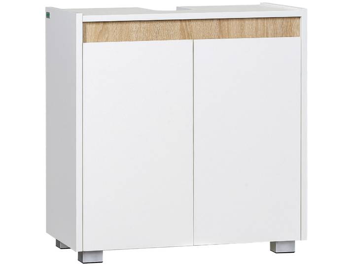 Meuble sous-évier kleankin avec 2 portes et rangement intérieur 57x33x60 cm Blanc