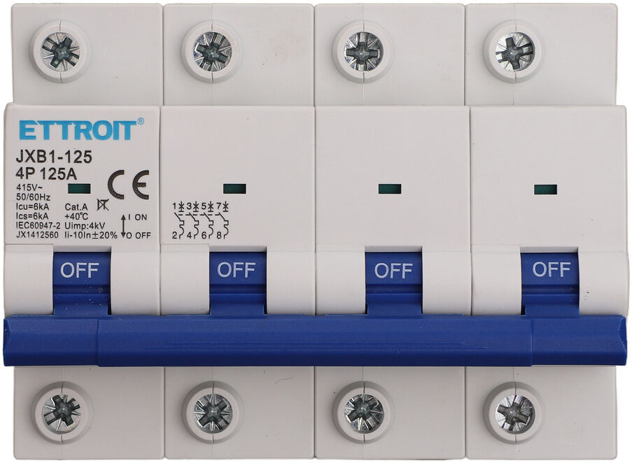 Ettroit Interruttore Magnetotermico 4p 125a 6 Ka Jx1412560