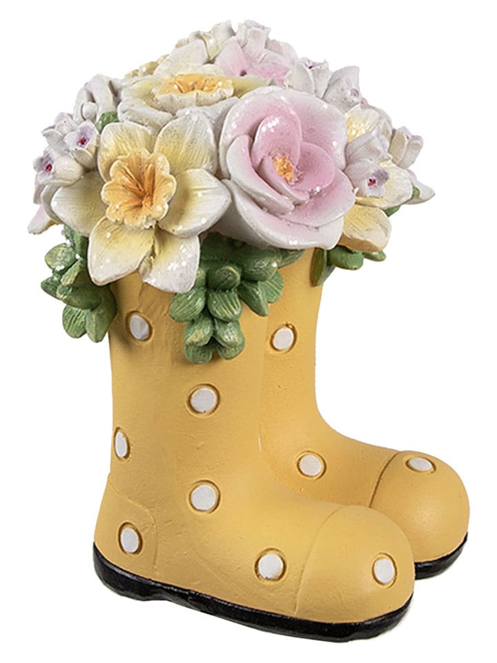 Clayre & Eef Dekoobjekt "Stiefel" in Gelb/ Rosa - (B)10 x (H)12 x (T)10 cm - onesize