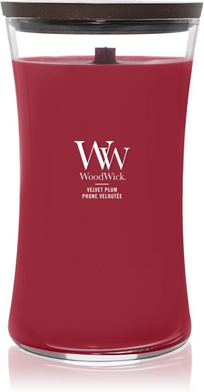 Woodwick Velvet Plum scented candle with wooden wick 609 g