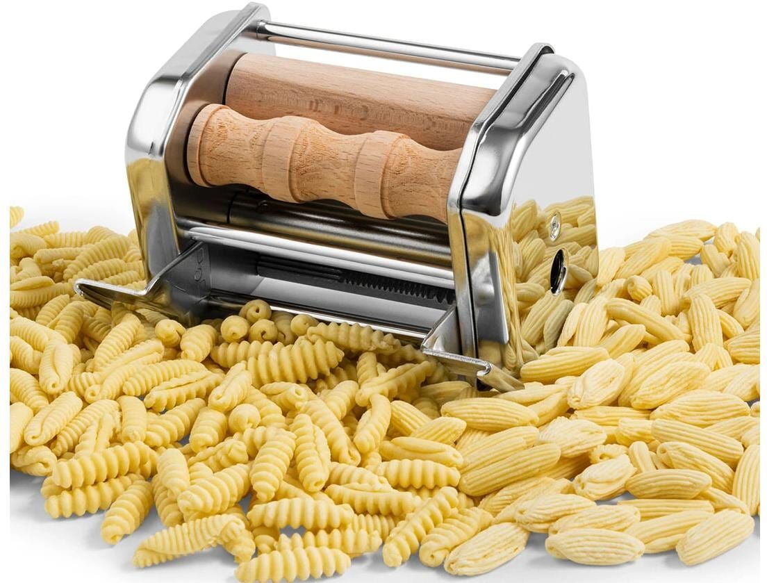 Pasta-Formscheiben IMPERIA "MilleGnocchi", silber (braun, silber), Edelstahl, Holz, Küchenmaschinen-Einsätze, Pasta-Formscheiben braun, silber Einheitsgröße