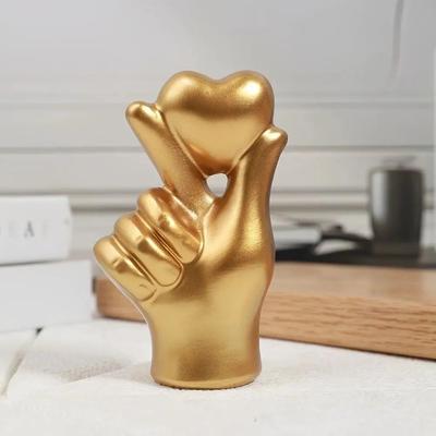 Inspire Essentials Modern Love Gesture Resin Decor Romantic Couple Ornament For Home And Bedroom gold