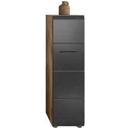 MIDISCHRANK schwarz matt, Eiche, Bad Kommode hängend / stehend 30 x 106 cm