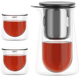 Rare Purchases Premium Glass Teapot With One button Filtration, Heat resistant, Anti scald Tea Brewer, Magnetic Water Separation Cup 1pot 2cups