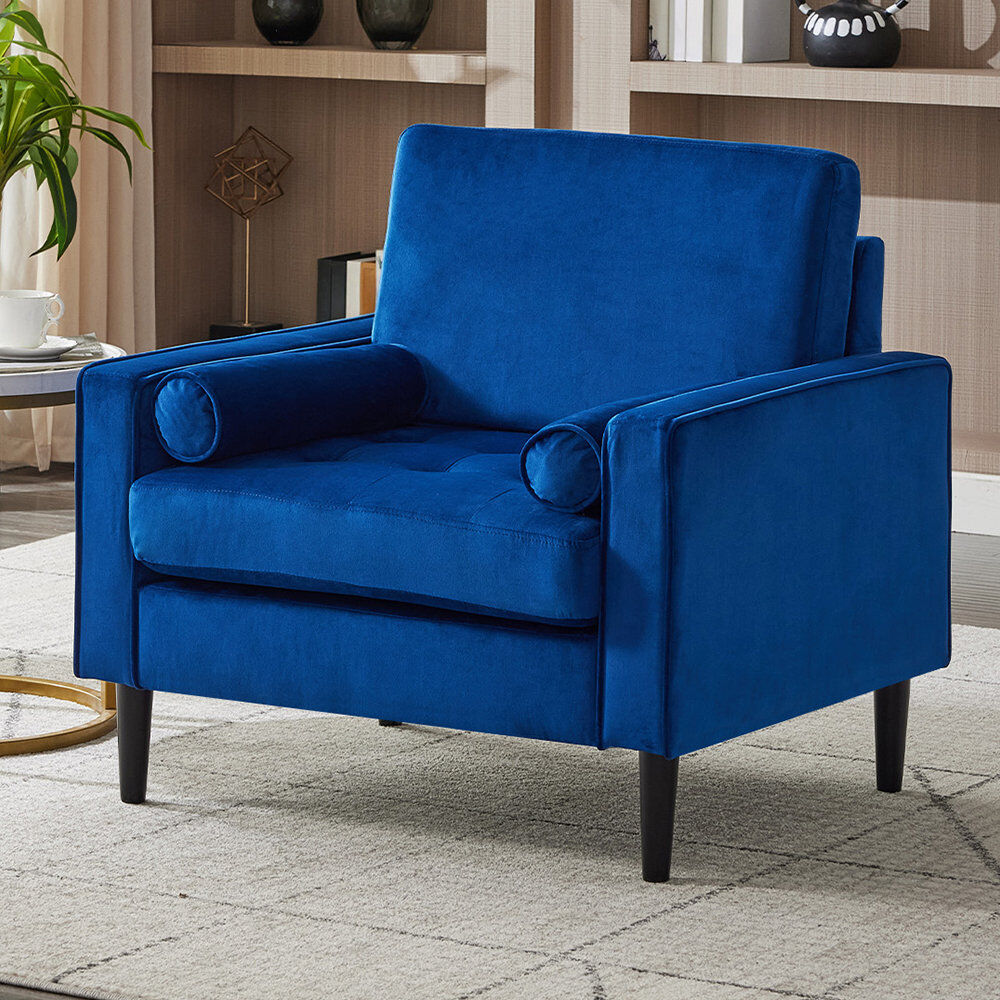 Latitude Run Mid-Century Single Armchair Blue 81cm H X 83cm W X 73cm D