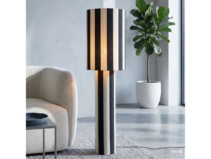 Lampadaire Ø 33cm Noir/Noir Polyester E14