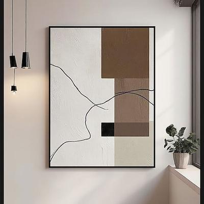 Handgemaltes Ölgemälde, neutral, modern, abstrakt, braun-weiß, minimalistisch, Wandkunst, einzigartiges Geschenk, Wohnzimmer- oder Schlafzimmerdekoration