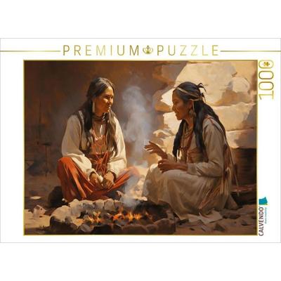 CALVENDO Puzzle Freundinnen - Indianische Frauen im Gespräch | 1000 Teile Lege-Größe 64x48cm Foto-Puzzle für glückliche Stunden