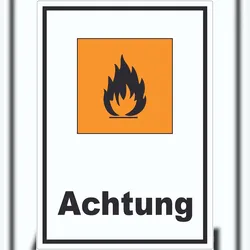 HB-Druck Aufkleber Gefahrensymbol Entzündbar Achtung Brand Flamme A1 (594x841mm)