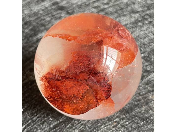 Boule de cristal de Quartz de feu en pierre naturelle, 293g, sphère de Quartz arc-en-ciel, roche polie, guérison Reiki B1