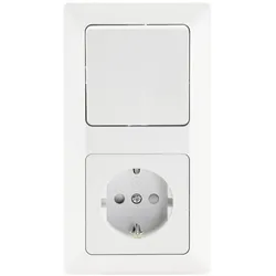 ChiliTec MILOS Set Steckdose + Schalter + Rahmen 250V~/ 16A, Steckanschluss, Matt-weiß