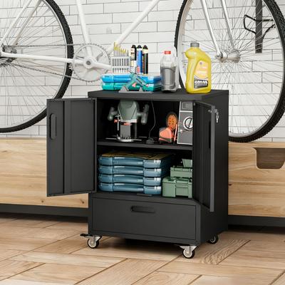 DEVERA "40""Hx30""Wx20""D Mobile Tool Cabinet with Lockable Casters and Drawer"