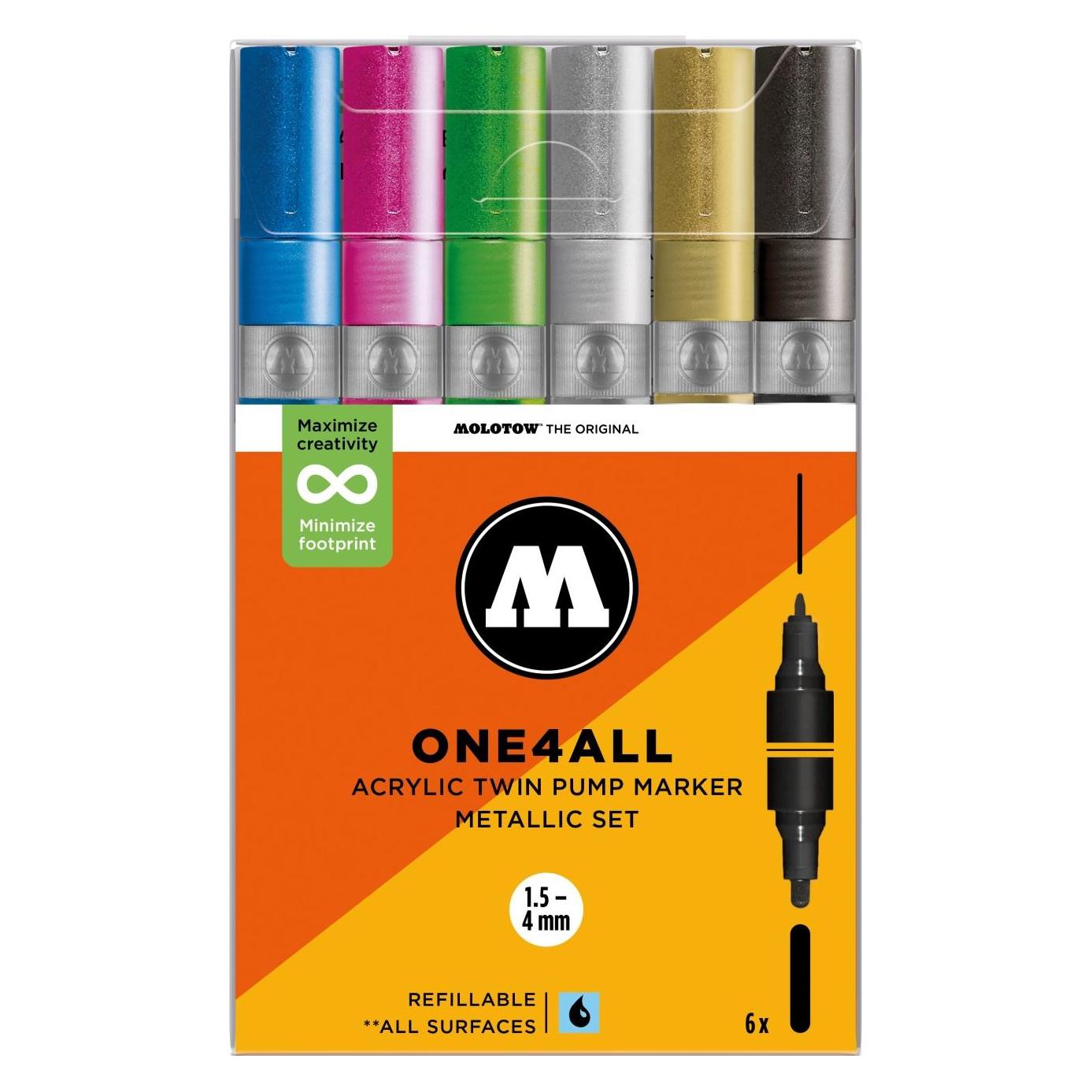Molotow Acrylmarker One4All Acrylic Twin Metallic Set (6x) (MO200862)