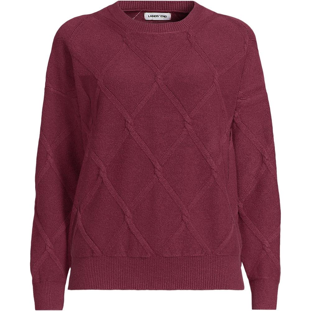 CashTouch Pullover mit Rautenmuster in Plus-Größe, Damen, size: plus, Rot, Baumwoll-Mischung/Polyester-Mischung/Nylon-Mischung, by Lands' End