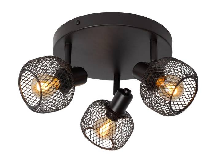Spot plafonnier métal 3 lumières l35.5cm noir