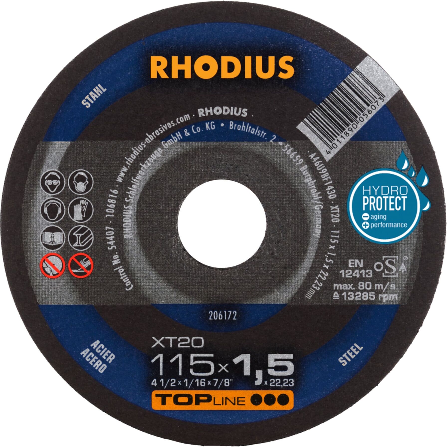 RHODIUS TOPline XT20 Extradünne Trennscheibe 115 x 1,5 x 22,23 mm (206172)