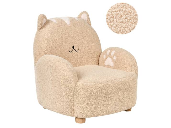 KINDERSESSEL Katze Bouclé Beige Zoar