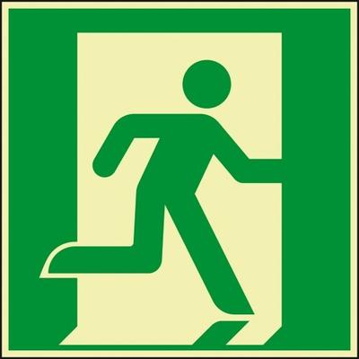 Schild I PERMALIGHT power langnachleuchtend Rettungszeichen Rettungsweg /Notausgang rechts, Aluminium, 300x300mm, ASR ISO E002