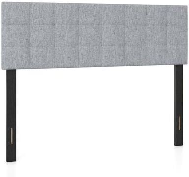 Costway Upholstered Headboard Queen/Full Size Quilted Grid Linen Fabric Bed Frame Mount Panel-Gray