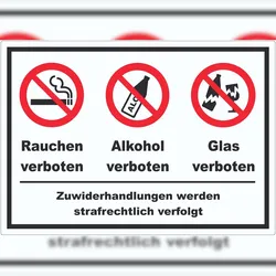 HB-Druck Aufkleber Alkohol Rauchen Glas verboten A4 (210x297mm)