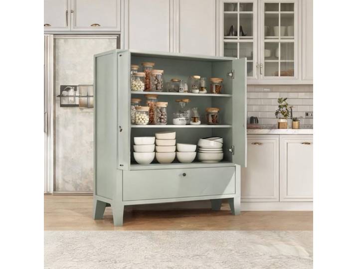 Buffet vert clair en panneau de particules rangement optimal avec tiroir - Vert Panneau de particules 80 x 40 x 90 cm Ref