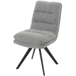 Décoshop26 - Drehbarer Esszimmerstuhl x1 in hellgrauem Bouclé-Stoff mit dicker Polsterung und abgerundeten Ecken 04_0006279 04_0006279