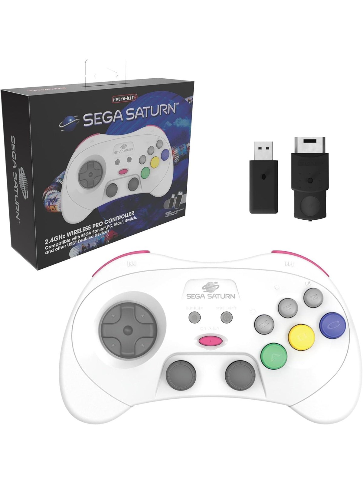 Retro-Bit PRO - White - Wireless Controller - Sega Saturn