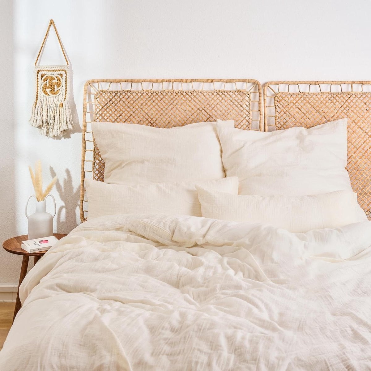 Mousseline bedlinnen set - Katoenen dekbedhoes - Beige - 200x200 cm