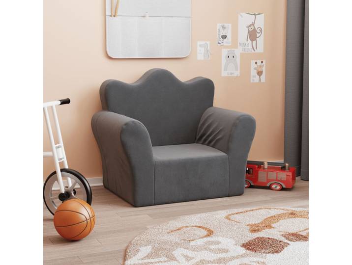 vidaXL Kindersofa Anthrazit Weich Plüsch