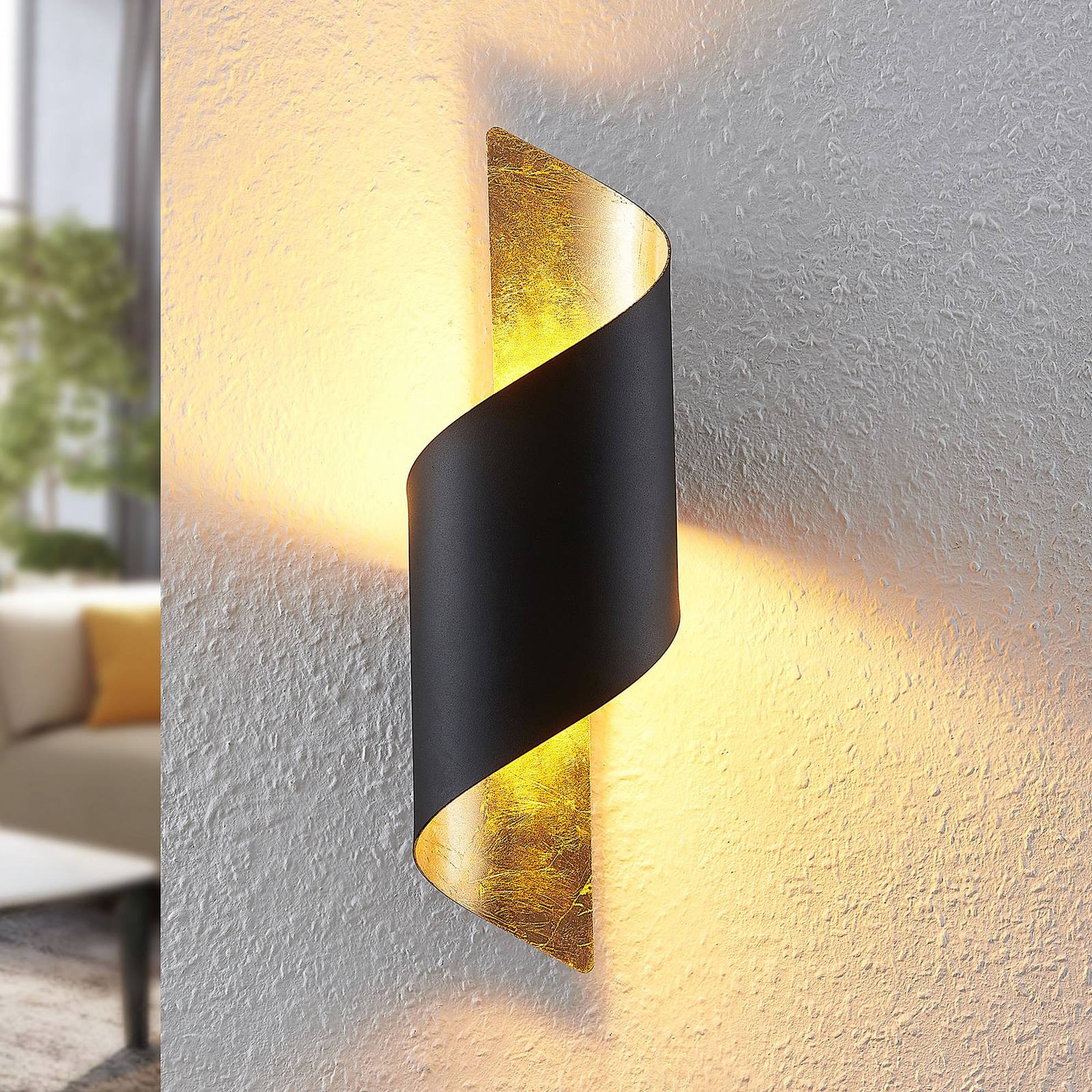 Wall Light Desirio Lindby, dimmable, Black, Living / Dining Room, metal, Modern, Wall Light