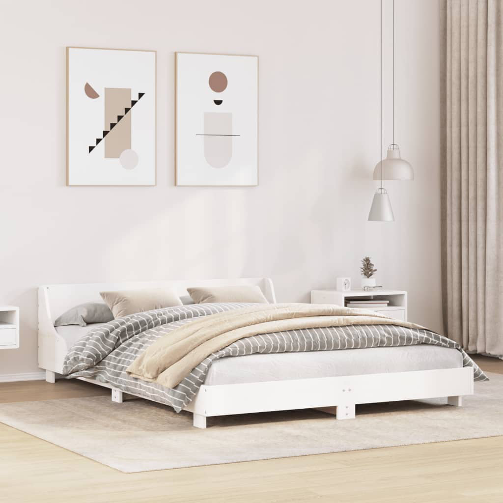 vidaXL Solid Wood Bed Frame White 120 x 200 cm