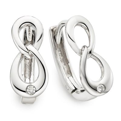 Paar Creolen FIRETTI "Schmuck, Geschenk, Silber rhodiniert, Unendlichkeitsschleife/Infinity", silber (silberfarben, kristallweiß, kristallweiß), Ohrringe, Damen, Silber 925 (Sterlingsilber), mit Zirkonia (synth.)