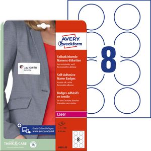 Zweckform Namensetiketten L4881-20, weiß, Ø 65 mm, selbstklebend, ablösbar, 160 Stück