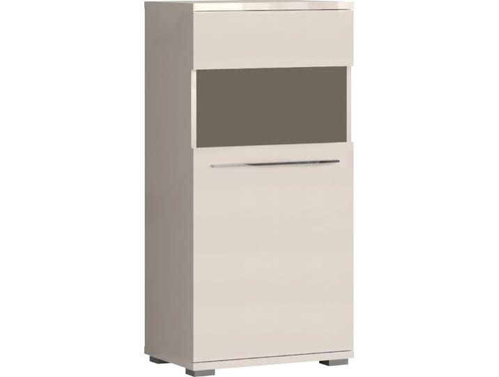 Highboard OTTO HOME Piano Vitrine , beige (beige hochglanz), B:60cm H:123cm T:40,2cm, Holzwerkstoff, Sideboards, Highboard, UV lackiert, Soft-Close Funktion